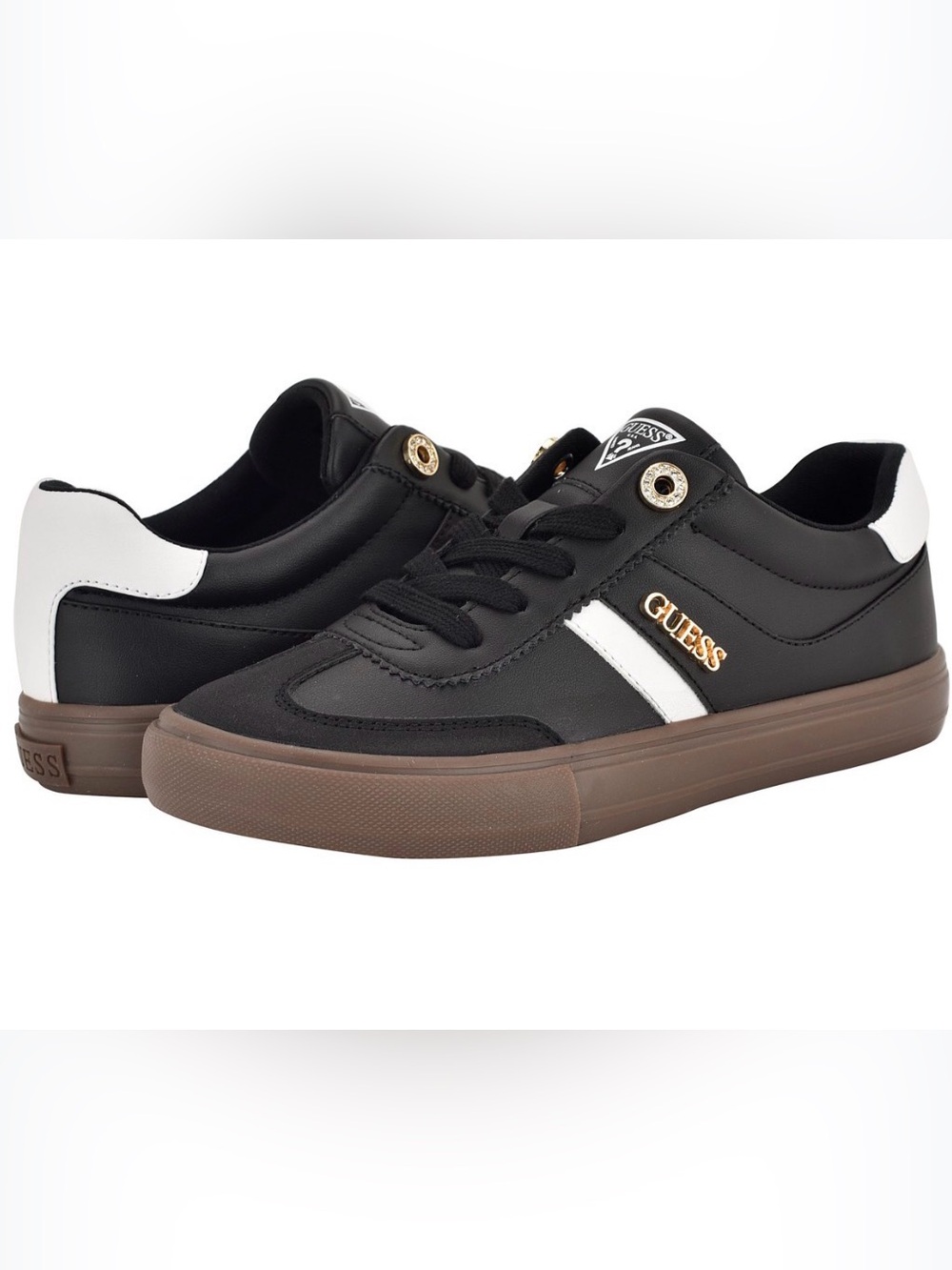 GUESS, Black and White Low-Top Sneakers Size 8 New